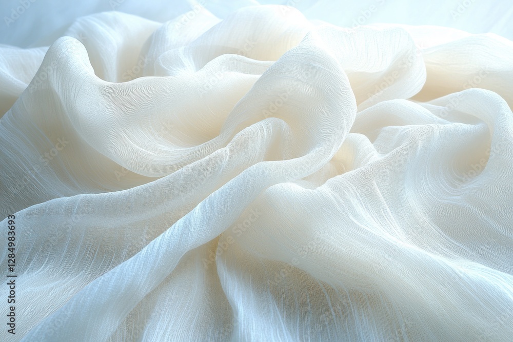 Obraz premium Crumpled White Fabric Texture Background Soft Light Minimalistic