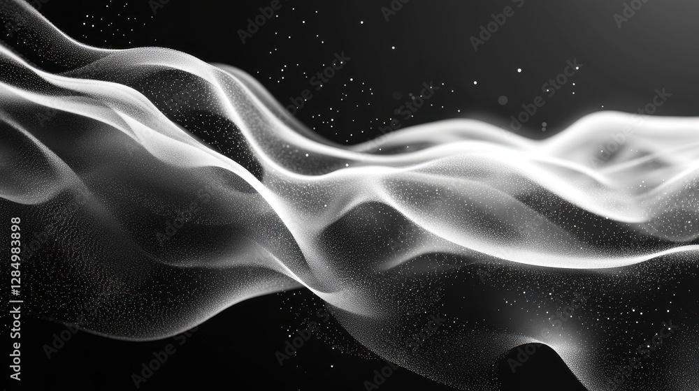 A flowing black and white particle texture background, creating an ethereal, abstract design with a sense of depth and fluidity. A flowing black and white particle texture background, creating an ethereal, abstract design with a sense of depth and fluidity.