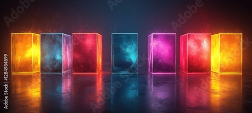 Colorful Political Party Cubes Illuminated in Modern Minimalistic Art for French Presidential Election