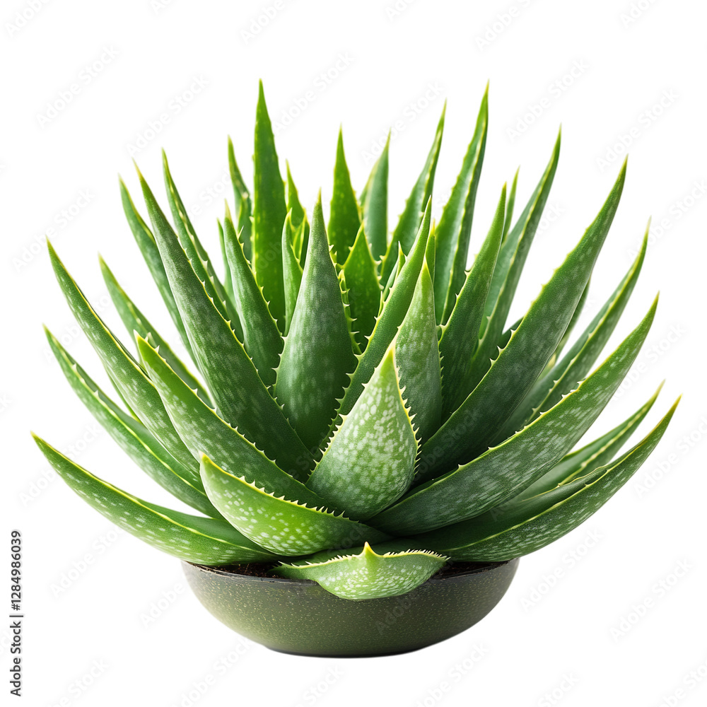 A Lush Green Aloe Vera Plant with Thick Spiky Leaves Isolated on Transparent Background A Lush Green Aloe Vera Plant with Thick Spiky Leaves Isolated on Transparent Background