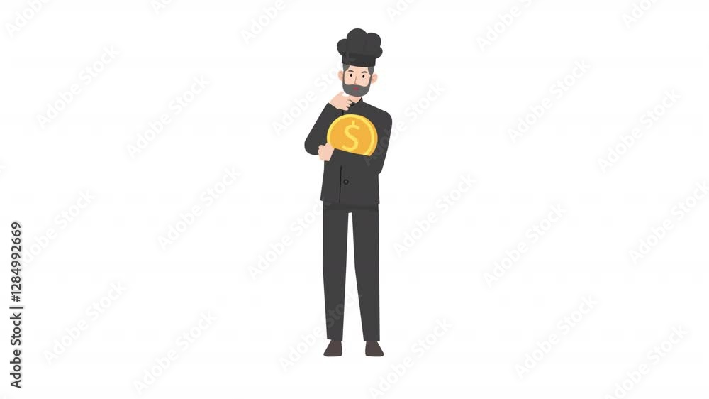 chef holding money bill cartoon animation chef holding money bill cartoon animation