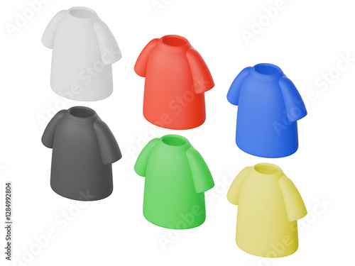 3DレンダリングのカラフルなTシャツのセット