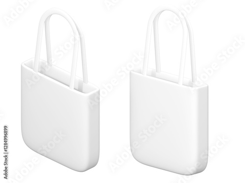 3Dレンダリングのシンプルな白いエコバッグ