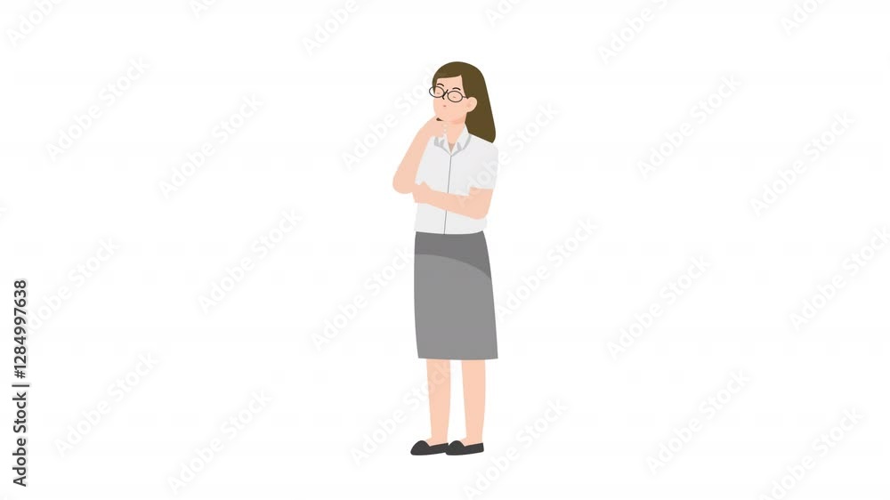 Woman standing thinking something cartoon animation
Woman standing thinking something cartoon animation