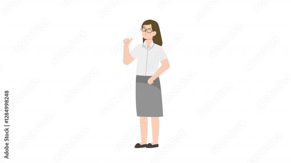 Woman standing with thumbs up cartoon animation
Woman standing with thumbs up cartoon animation
