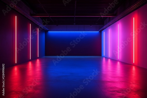 Wallpaper Mural Empty Room with Blue and Pink Neon Lighting Torontodigital.ca