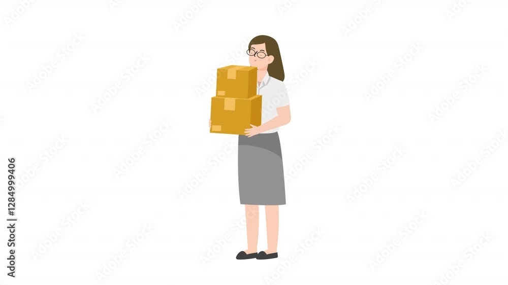 Woman holding parcel cartoon animation Woman holding parcel cartoon animation