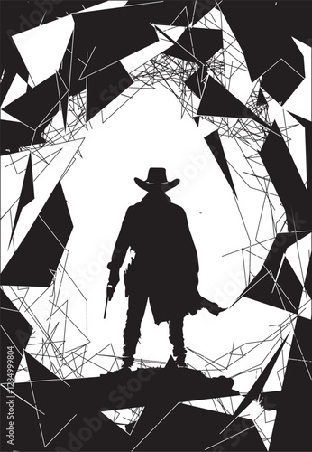 Vector Illustration - Silhouette of a lone wild-west Police Chief