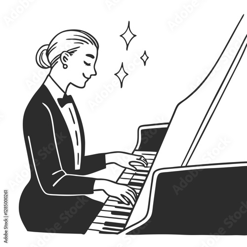 Elegant Pianist Vector