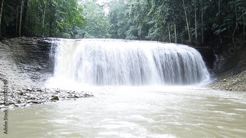 Rainforest Waterfall Cascade, Lush Jungle Background