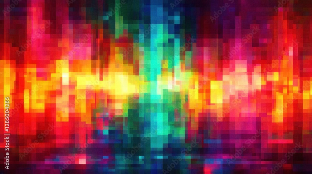Abstract Pixel Art Neon Glitch Background Retro 8bit Mosaic Pattern Symmetry Colorful Blocks Abstract Pixel Art Neon Glitch Background Retro 8bit Mosaic Pattern Symmetry Colorful Blocks