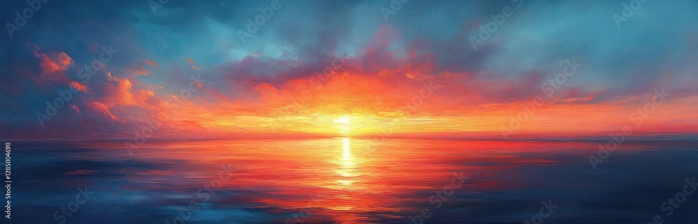 Obraz premium Serene Sunset Sky Over Calm Horizon with Illuminated Clouds in Pastel Colors