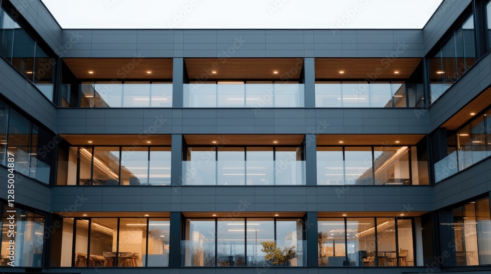 Modern office building interior courtyard view, daytime. Possible stock photo use Modern office building interior courtyard view, daytime. Possible stock photo use