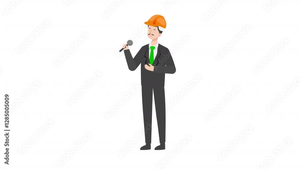 video engineer or architecture standing holding microphone cartoon animation
video engineer or architecture standing holding microphone cartoon animation