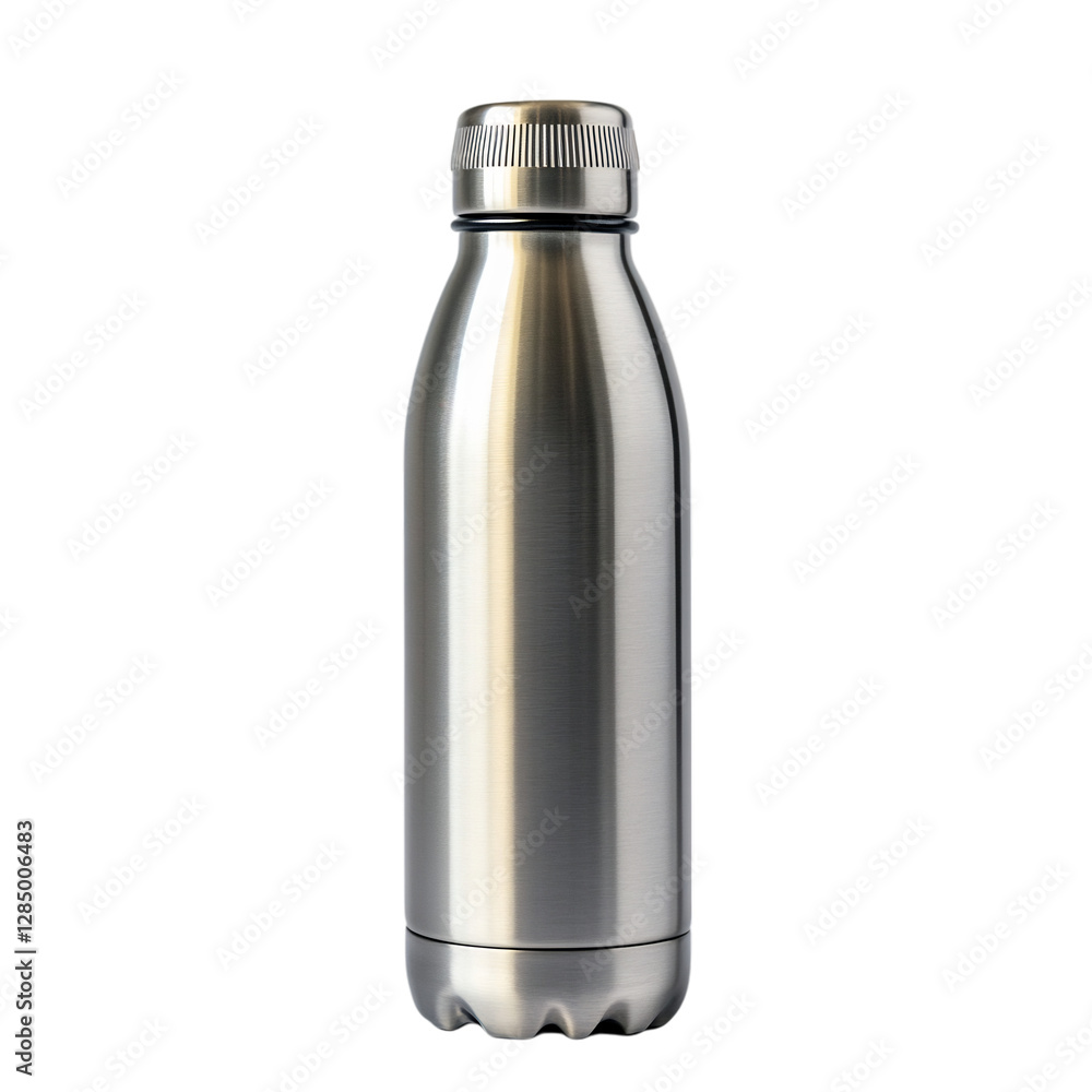 Thermo Stainless Steel Water Bottle Isolated on Transparent Background Thermo Stainless Steel Water Bottle Isolated on Transparent Background