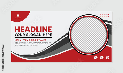 Modern red and black wave business banner template