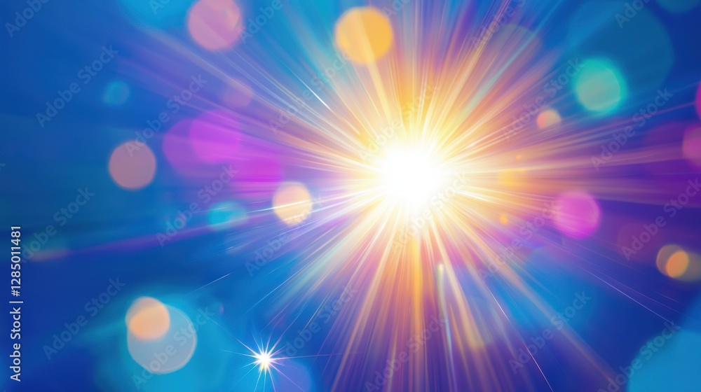 Fototapeta premium Bright Colorful Light Burst with Bokeh Effect in Vibrant Background