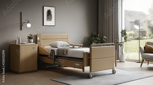 Cozy bedroom featuring a cushioned mattress on a sturdy frame, ensuring optimal height for seniors.