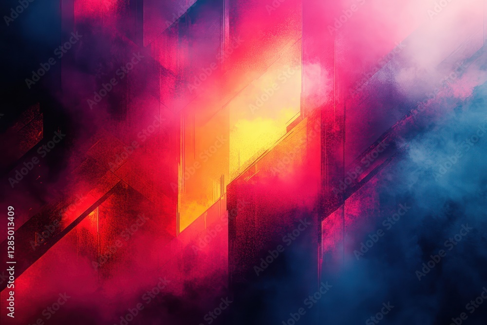 Fototapeta premium Futuristic Abstract Glitch Patterns in Blue Mint and Pink Colors with Neon Lighting and Distortion Effects