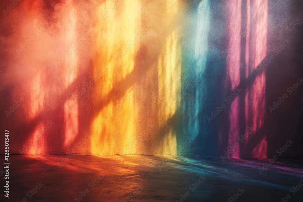Obraz premium Abstract Rainbow Light Shadows Minimalist Texture Overlay on White Background
