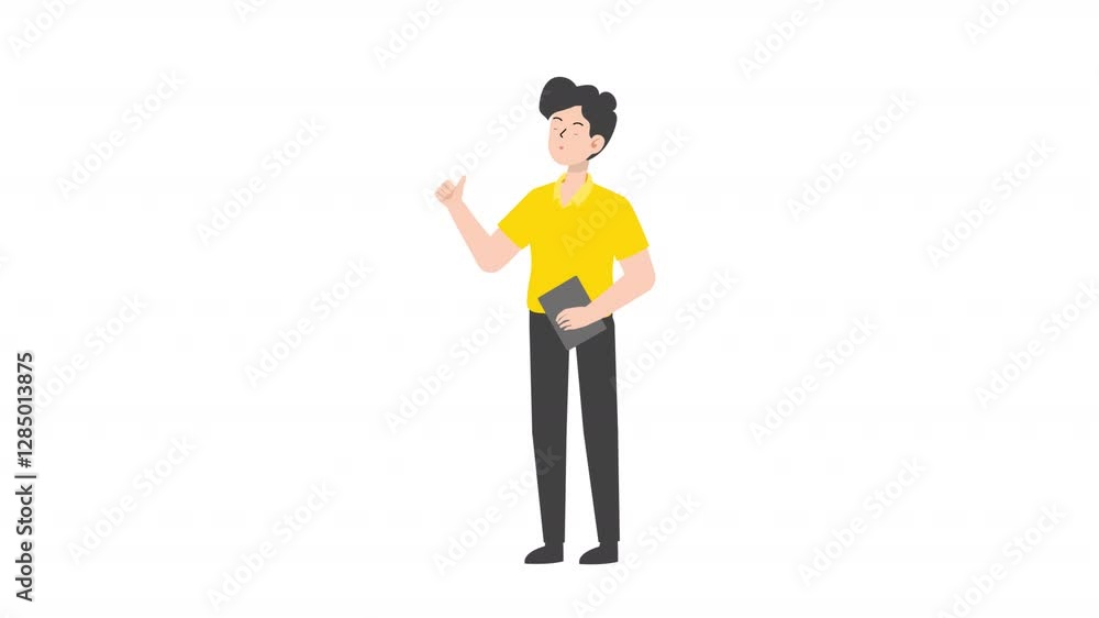 2d animated cartoon character of A handsome young man is standing in a blue coat, looking around, happy, with brown hair, waiting. in green screen background chroma key 2d animated cartoon character of A handsome young man is standing in a blue coat, looking around, happy, with brown hair, waiting. in green screen background chroma key