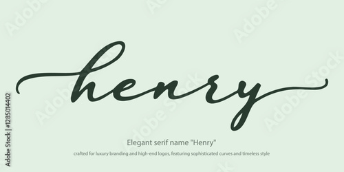 Elegant serif typography design of the name 'Henry,' crafted for luxury branding and high-end logos, featuring sophisticated curves and timeless style, perfect for premium graphic design