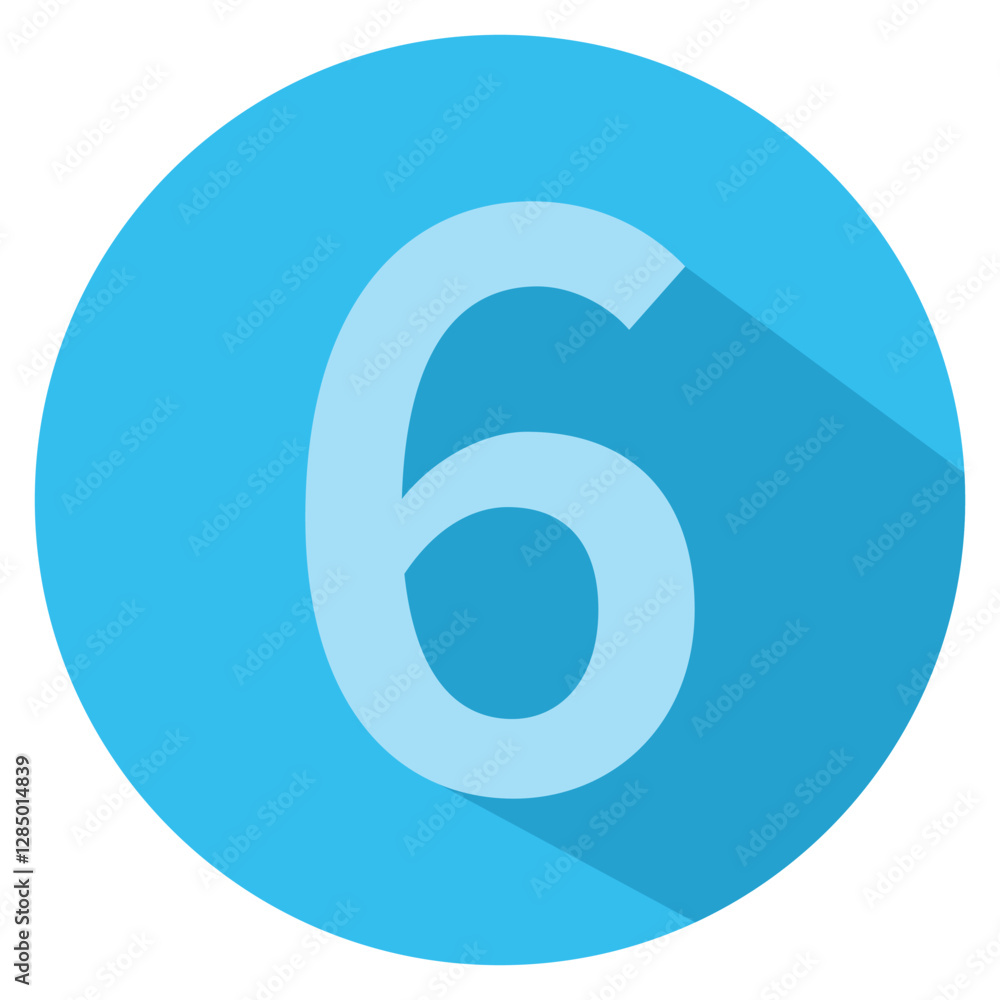 Blue circle with number 6. Typography design icon. Creative vector illustration for business option visualization Blue circle with number 6. Typography design icon. Creative vector illustration for business option visualization