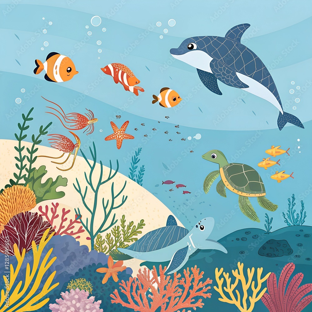 Naklejka premium seamless pattern with fishes