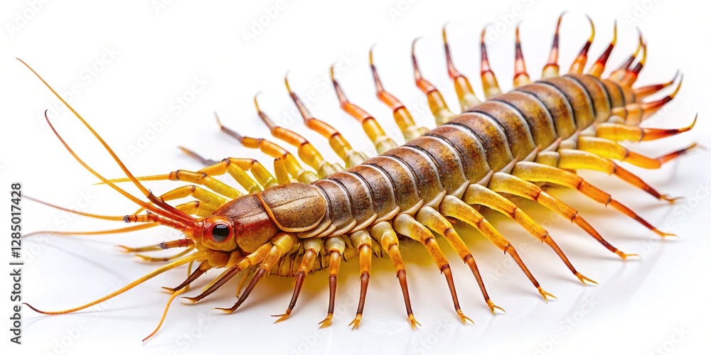 House Centipede Isolated on White Background - Detailed Macro Stock Photo House Centipede Isolated on White Background - Detailed Macro Stock Photo