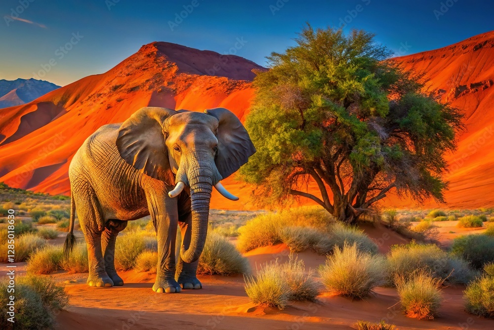 Fototapeta premium Namib Desert Elephant: Majestic African Bush Elephant in Damaraland, Namibia