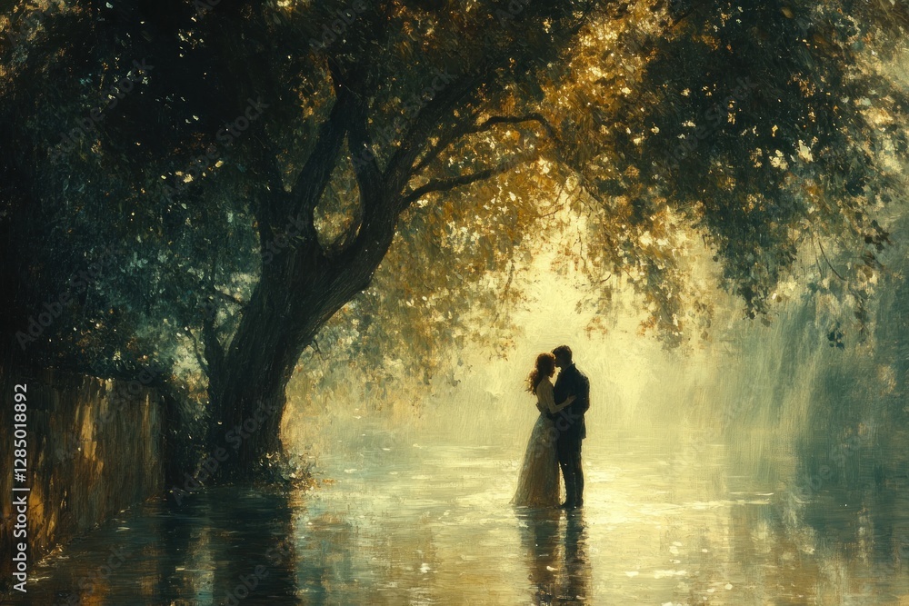 Young Indian Couple Embracing Tree in Forest to Protect Environment and Promote Ecology Young Indian Couple Embracing Tree in Forest to Protect Environment and Promote Ecology