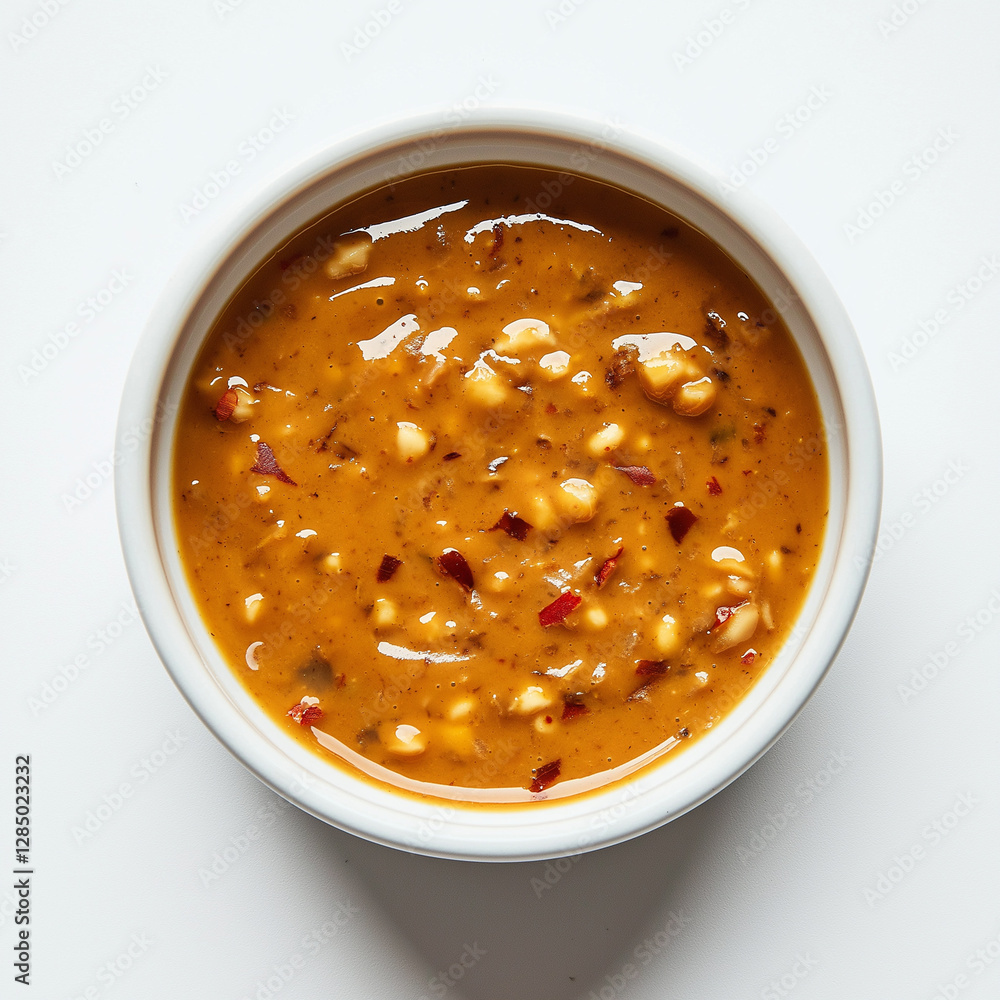 Spicy Peanut Sauce in White Bowl Closeup Food Photography Spicy Peanut Sauce in White Bowl Closeup Food Photography