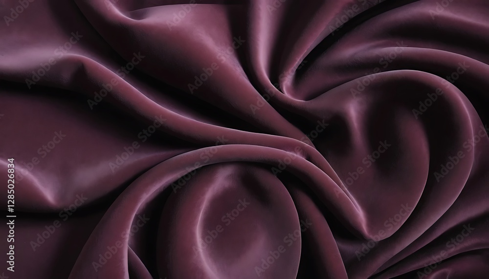 Obraz premium Luxurious plum velvet fabric with elegant folds and soft texture creating a rich, inviting backdrop