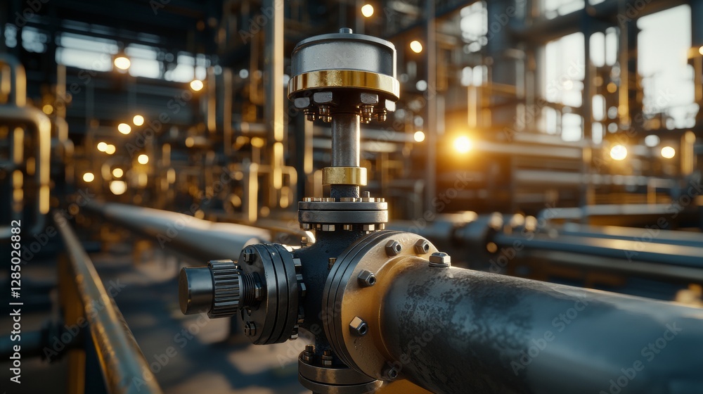 Close up of a Refinery Valve Processing Fuel Under Pressure in an Industrial Setting Close up of a Refinery Valve Processing Fuel Under Pressure in an Industrial Setting