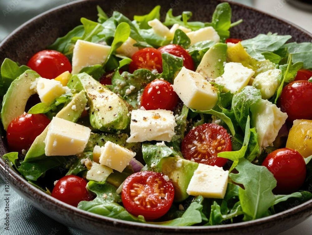 Colorful salad in a bowl with fresh produce and feta cheese, garnished with herbs, perfect for lunch or dinner. Colorful salad in a bowl with fresh produce and feta cheese, garnished with herbs, perfect for lunch or dinner.