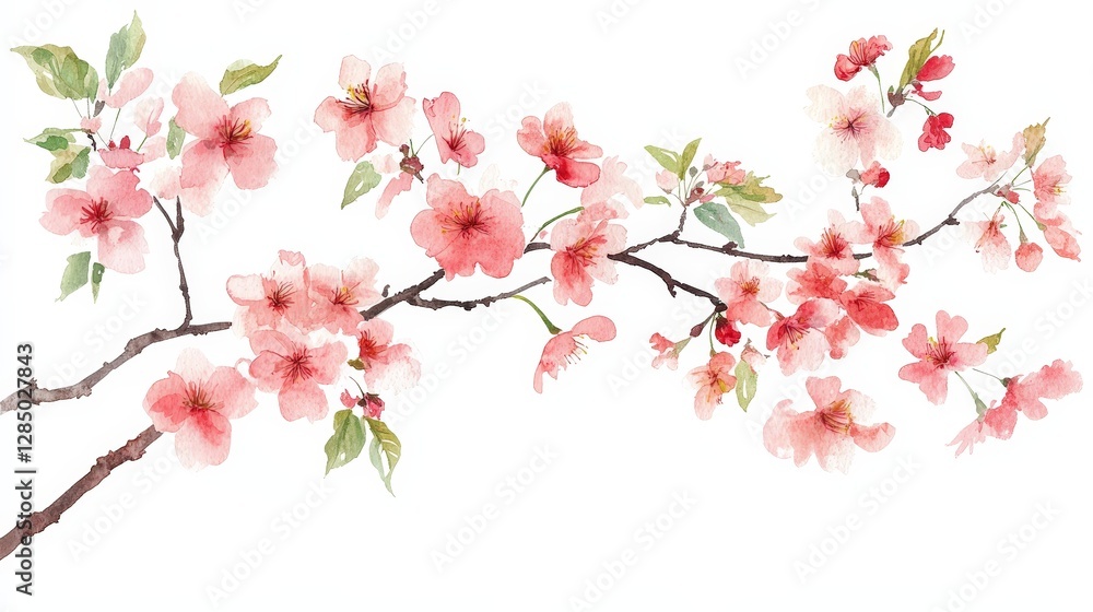 A delicate watercolor illustration of cherry blossom branches in soft pink hues. A delicate watercolor illustration of cherry blossom branches in soft pink hues.