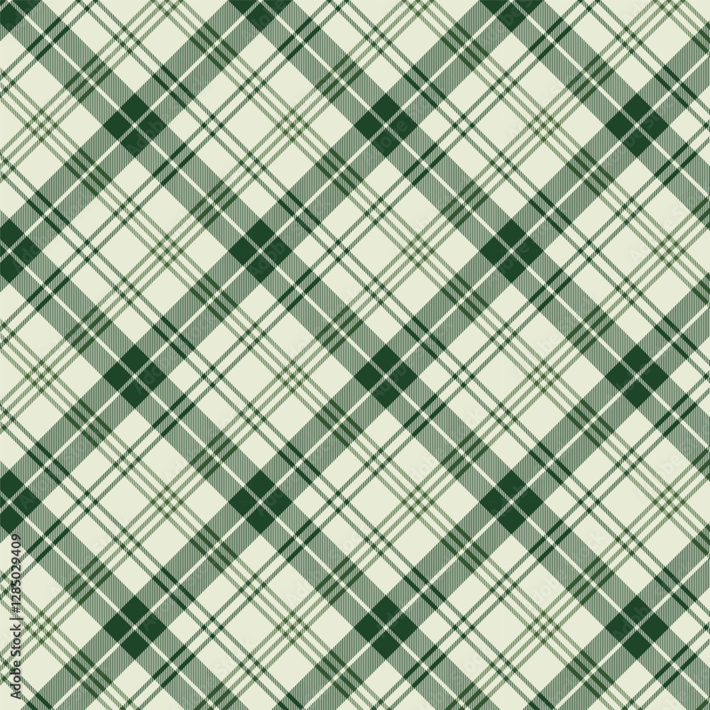 Plaid with twill weave repeat pattern.Gingham seamless pattern in green and beige.Checkered tartan Geometric graphic vector illustration background design for fabric and prints. Plaid with twill weave repeat pattern.Gingham seamless pattern in green and beige.Checkered tartan Geometric graphic vector illustration background design for fabric and prints.