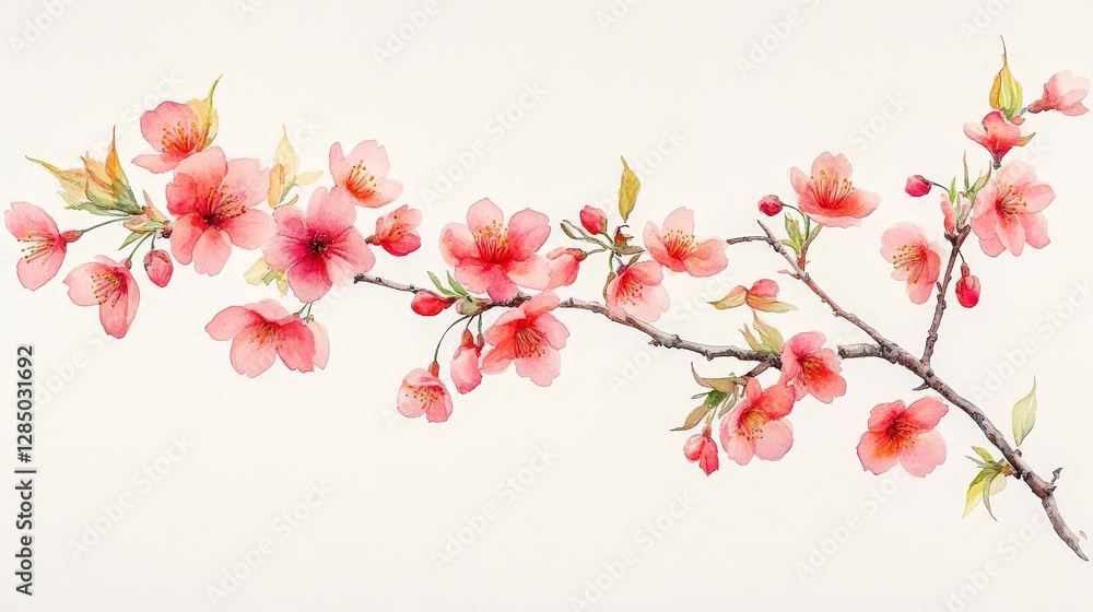 A delicate watercolor illustration of cherry blossom branches in soft pink hues. A delicate watercolor illustration of cherry blossom branches in soft pink hues.