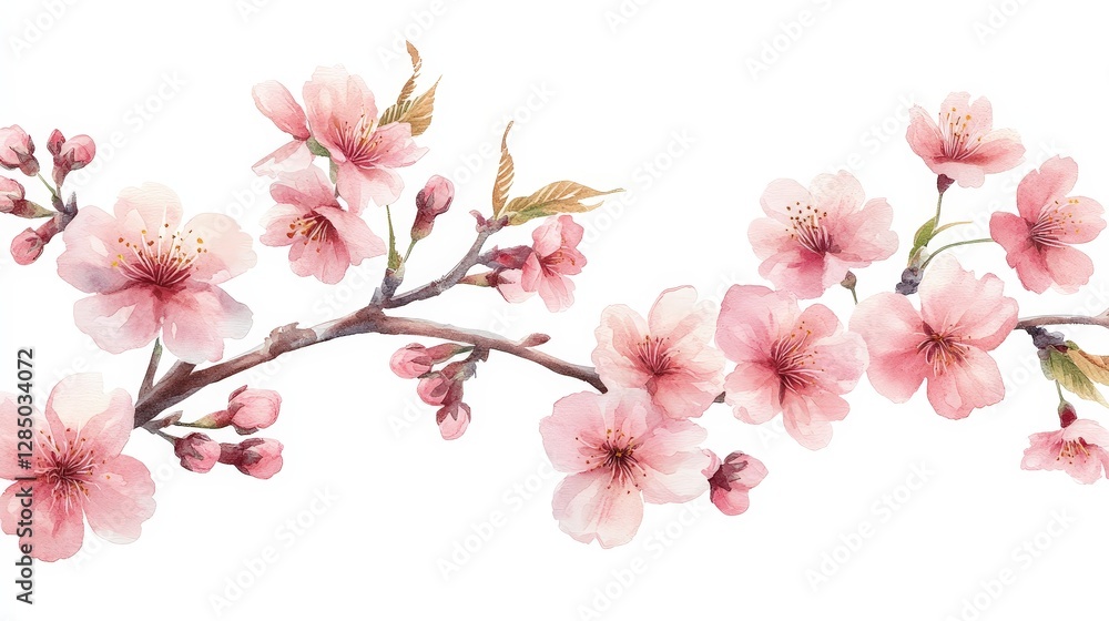 A delicate watercolor illustration of cherry blossom branches in soft pink hues. A delicate watercolor illustration of cherry blossom branches in soft pink hues.