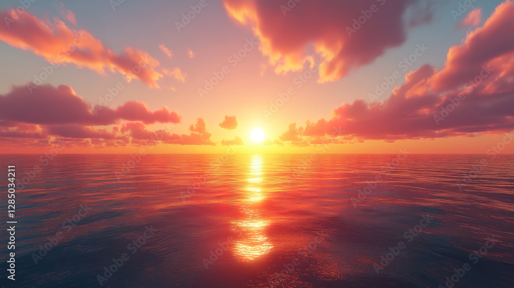 Gorgeous sunset with the sun disappearing beyond the horizon lighting up the sea and sky Gorgeous sunset with the sun disappearing beyond the horizon lighting up the sea and sky