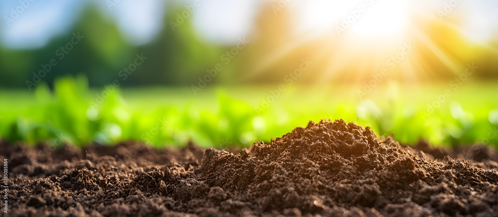 A field of dirt with a sun shining on it A field of dirt with a sun shining on it