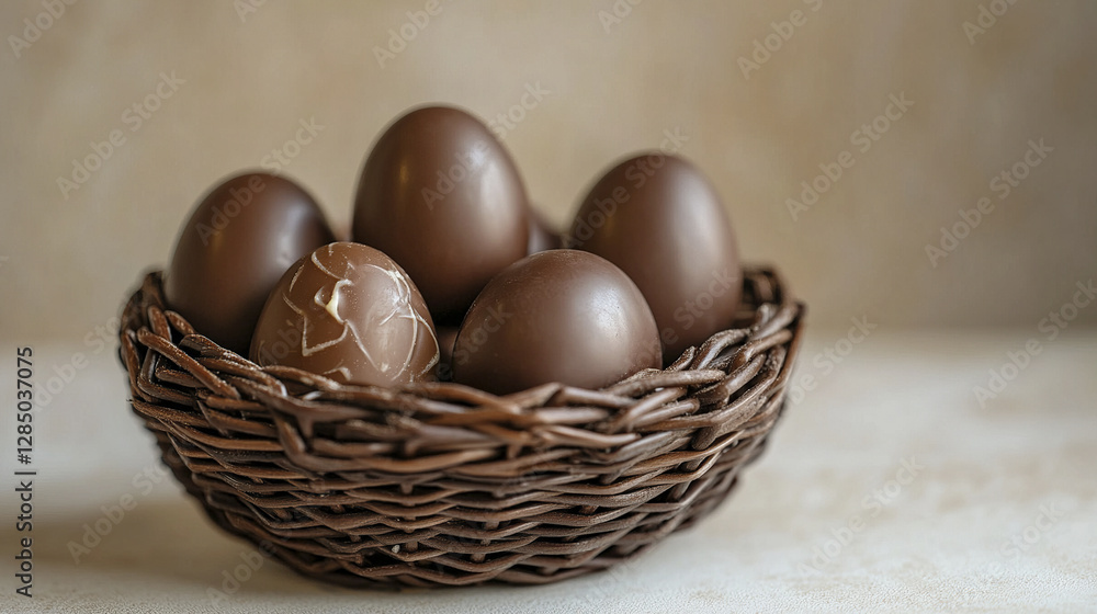 delicate woven basket filled with rich dark and milk chocolate eggs delicate woven basket filled with rich dark and milk chocolate eggs