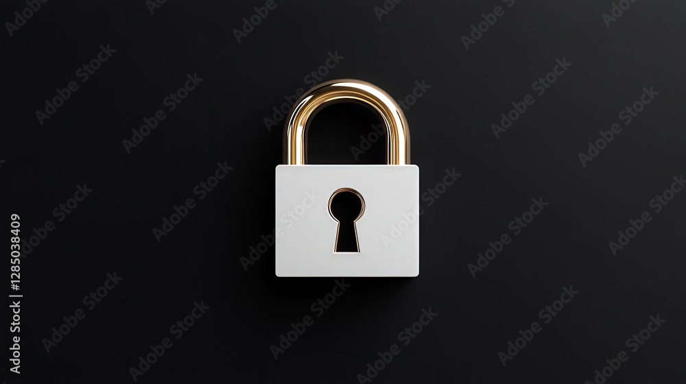 Secured Brass Padlock on Dark Background Representing Privacy and Protection Secured Brass Padlock on Dark Background Representing Privacy and Protection
