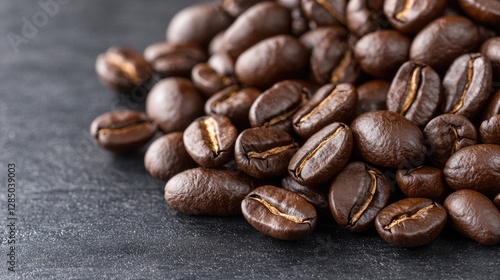 Wallpaper Mural Coffee beans pile on dark surface. Close-up. Stock photo Torontodigital.ca