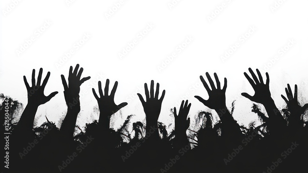 Silhouettes of Undead Hands Reaching from the Ground in a Creepy Cemetery Scene Silhouettes of Undead Hands Reaching from the Ground in a Creepy Cemetery Scene