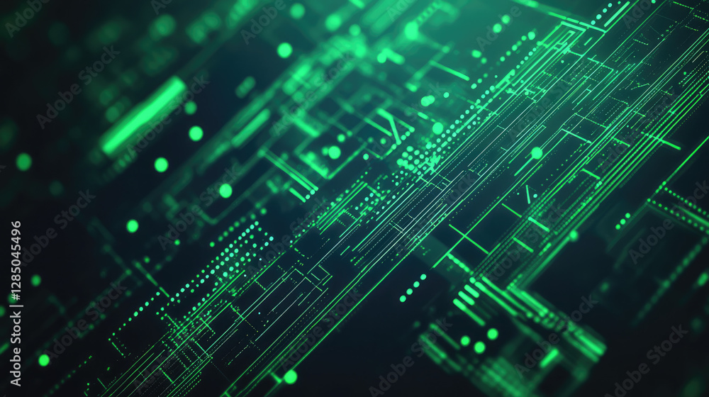 Abstract background with green glowing rays and bokeh dots. Big data concept. Vector for banner. Green tech wallpaper. Abstract background with green glowing rays and bokeh dots. Big data concept. Vector for banner. Green tech wallpaper.