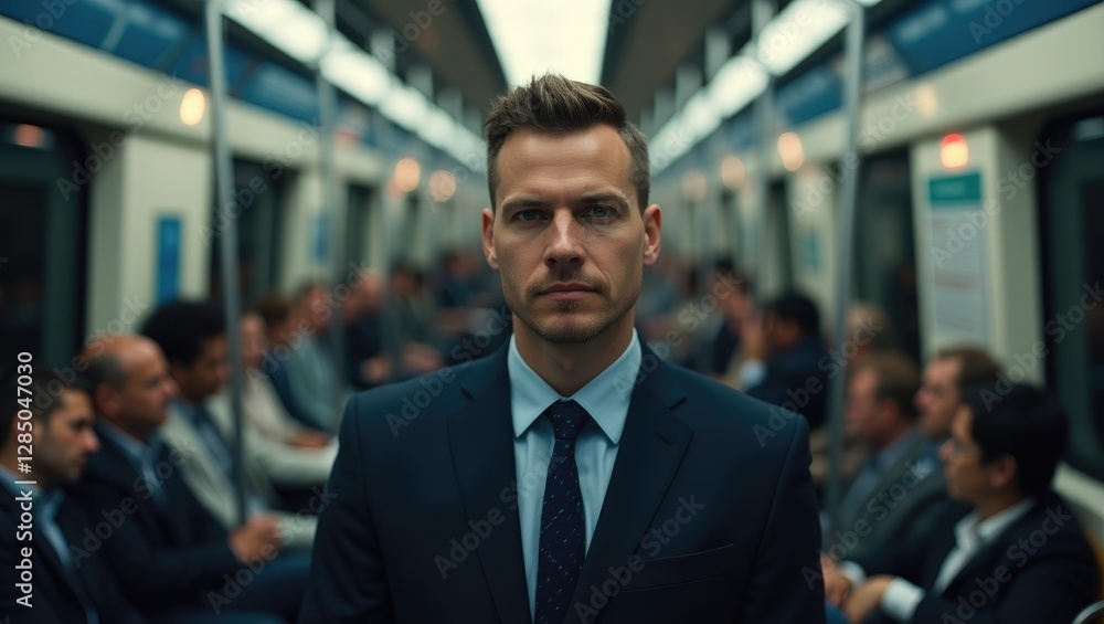 professional traveling to work in the subway. professional traveling to work in the subway.