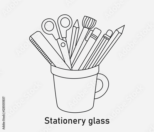 vector hand drawn stationery in a glass doodle style