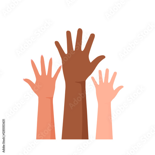 Raised Hands Minimalist Illustration – Symbol of Unity & Celebration