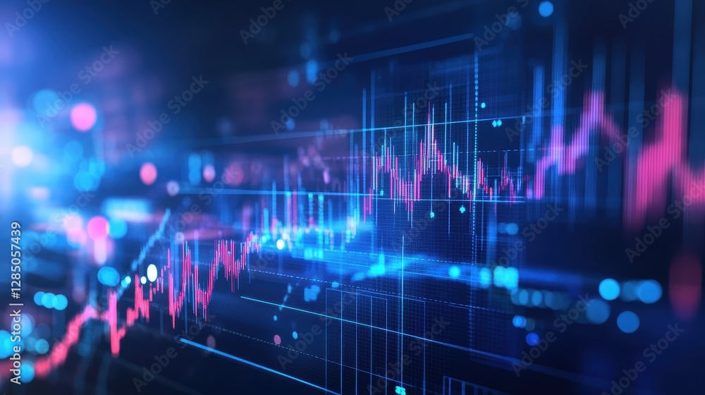 Digital stock market chart with step graph, rising bars representing investment growth, blue financial background, futuristic business analysis concept, economic trends visualization. Digital stock market chart with step graph, rising bars representing investment growth, blue financial background, futuristic business analysis concept, economic trends visualization.